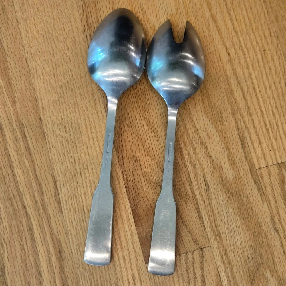 WMF Cromargan Arctica Salad Servers Spoon Fork Stainless Steel Japan 2pc MCM